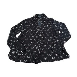 Maeve Cat Print Whimsigoth Long Sleeve Blouse Halloween Novelty Anthropologie 8
